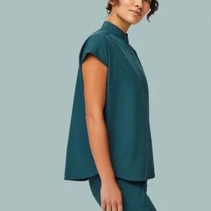 Figs Women's Short Sleeve XS Caribbean Blue Rafaela Scrubs Top